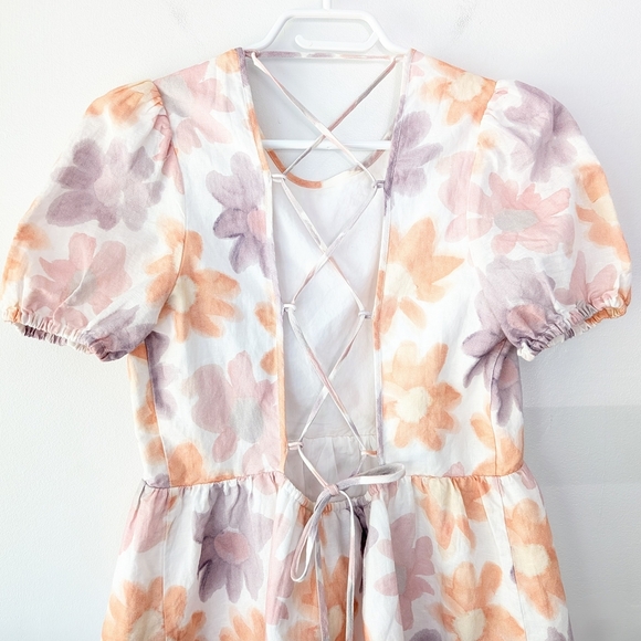 Aritzia Sunday Best Saida Floral Mini Babydoll Dress ~ Size Small - Picture 11 of 16